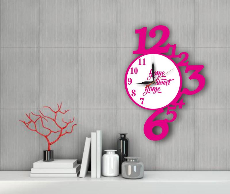 Jam Dinding Ukir Sweet Home Hiasan dingding Ruang tamu/ kamar tidur/Dll Kayu 4