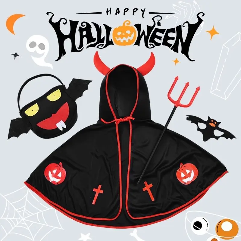 Áo choàng quần áo trẻ em, cho Halloween, trang phục cosplay, cho bé trai và bé gái, quần áo ma cà rồng và quỷ, quần áo trẻ em