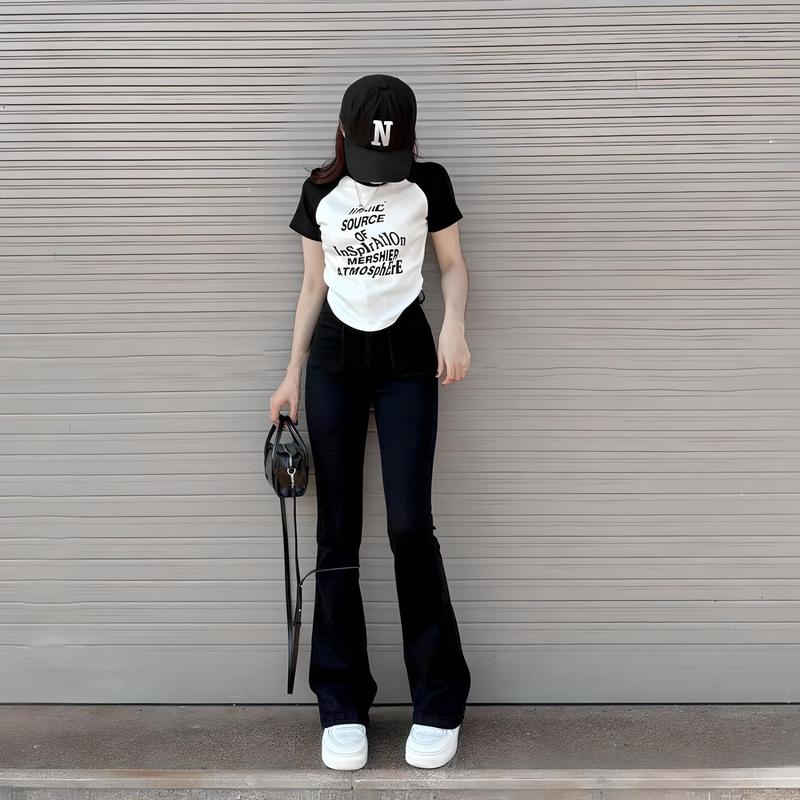 Quần Jean Ống Loe Form Dài 2 Túi Kiểu Lưng Cao Co Dãn Nhẹ Denim Nữ Leda Quần Bò Ống Loe