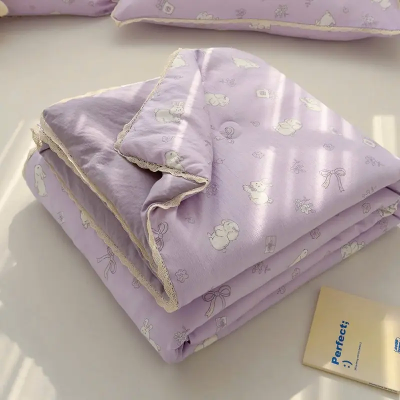Chăn cotton đũi hè bạc hà có ren -chăn hè mềm mịn thoáng mát , chăn đũi cotton hè mẫu mới nhất kích thước 2m x 2m3 5