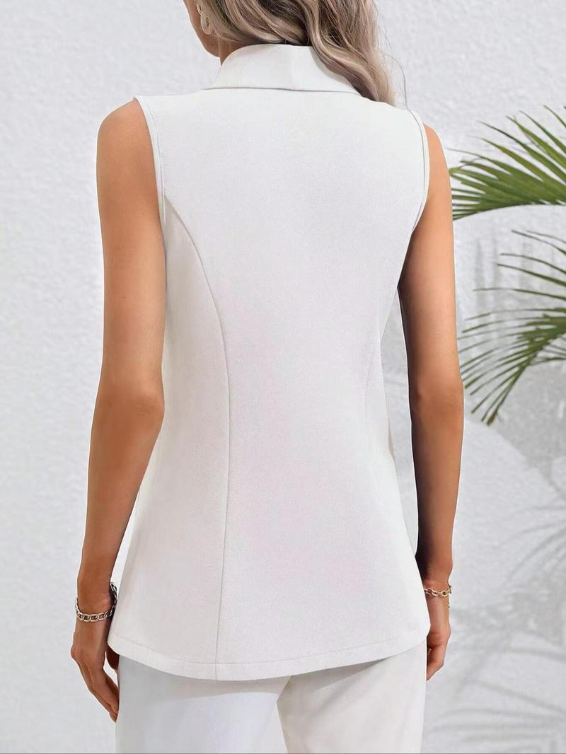 Product Introduction of Women's Solid Color Vest Blazer, Elegant Fashion Casual Sleeveless Vest Outerwear for Daily Outdoor Wear, Ladies Clothes for Summer 8