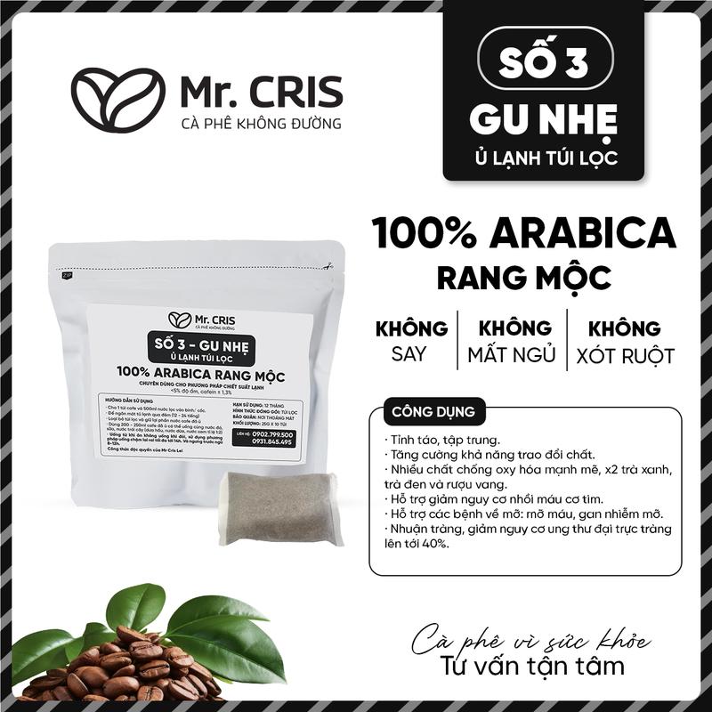 SỐ 3. MR.CRIS - Cà phê Coldbrew túi lọc Arabica Cầu Đất - Tiện lợi cho người bận rộn 10 túi x 25gr Cafe Coffee   white