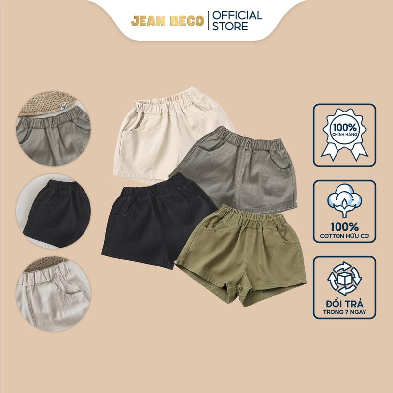 Quần Short Kaki JEANBECO quần kaki ngắn cho bé trai và bé gái mặc đi học đi chơi Từ 8-40kg QSKK-01