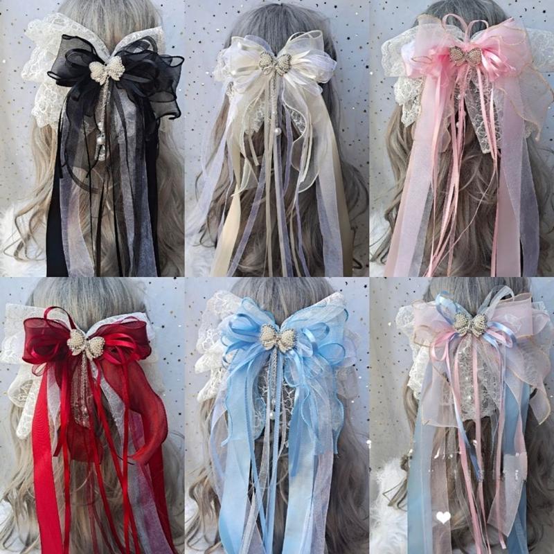 Product Introduction of Kẹp Tóc Nơ Ren Da Quạt Công Chúa Lolita, Phong Cách Nhật Bản, Hoa Lộng Lẫy, Thích Hợp Cho Cô Dâu Đám Cưới Và Cô Gái Mori, Kẹp Bên 1