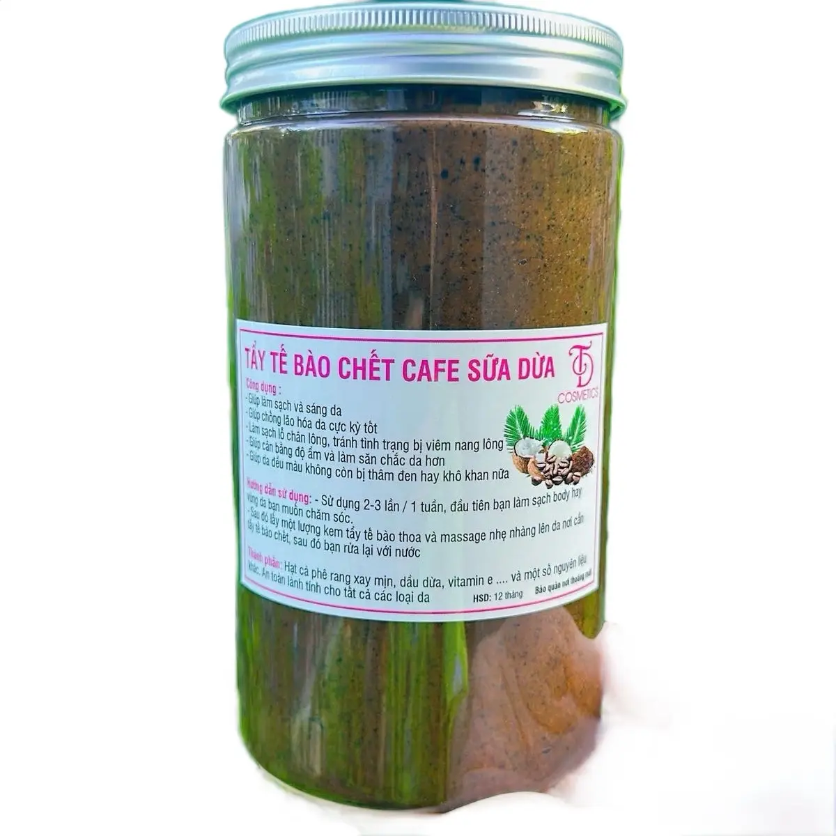 Hủ tẩy tế bào chết sữa dừa cà phê 1000g ( nhiều hạt caffe mịn ( dành cho mặt và body) Women Nữ