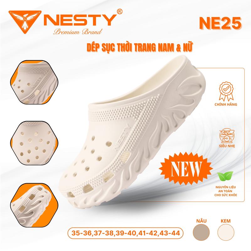 [ Tặng 10 charm 3D] DÉP SỤC NAM NỮ THƯƠNG HIỆU NESTY MÃ NE25