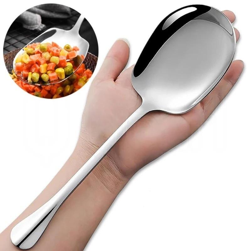 Long Handle Stainless Steel Common Spoons Restaurant Large Soup Rice ...