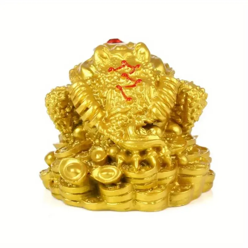 Tượng Thiềm Thừ Tài Lộc Vàng, Đồ Trang Trí Phong Thủy Trung Quốc, Đồ Thủ Công Bằng Resin Để Giúp Thành Công Kinh Doanh, Trang Trí Bàn Làm Việc, 1,97inch thần  tài  mini cóc  ngậm  đồng  tiền 8