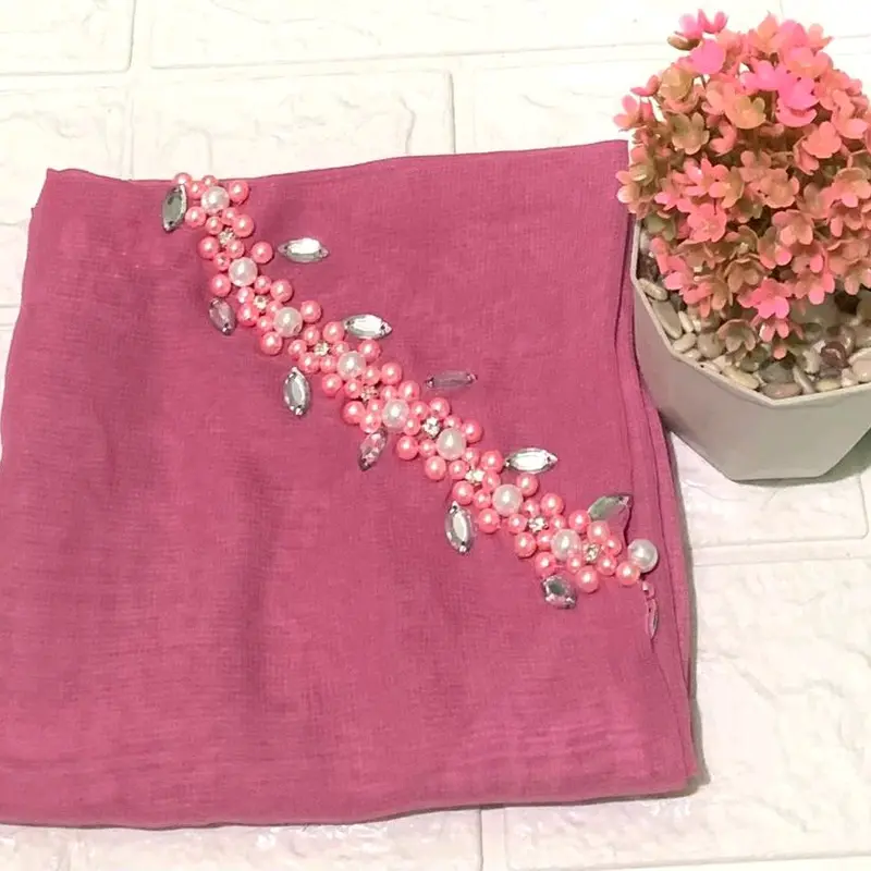 Paket Hemat 6 pcs Hijab Segiempat Payet Bando Mutiara Bella Squere Kerudung Pesta Muslim - Square, Simple Instan Kondangan Mewah - Tebal 7