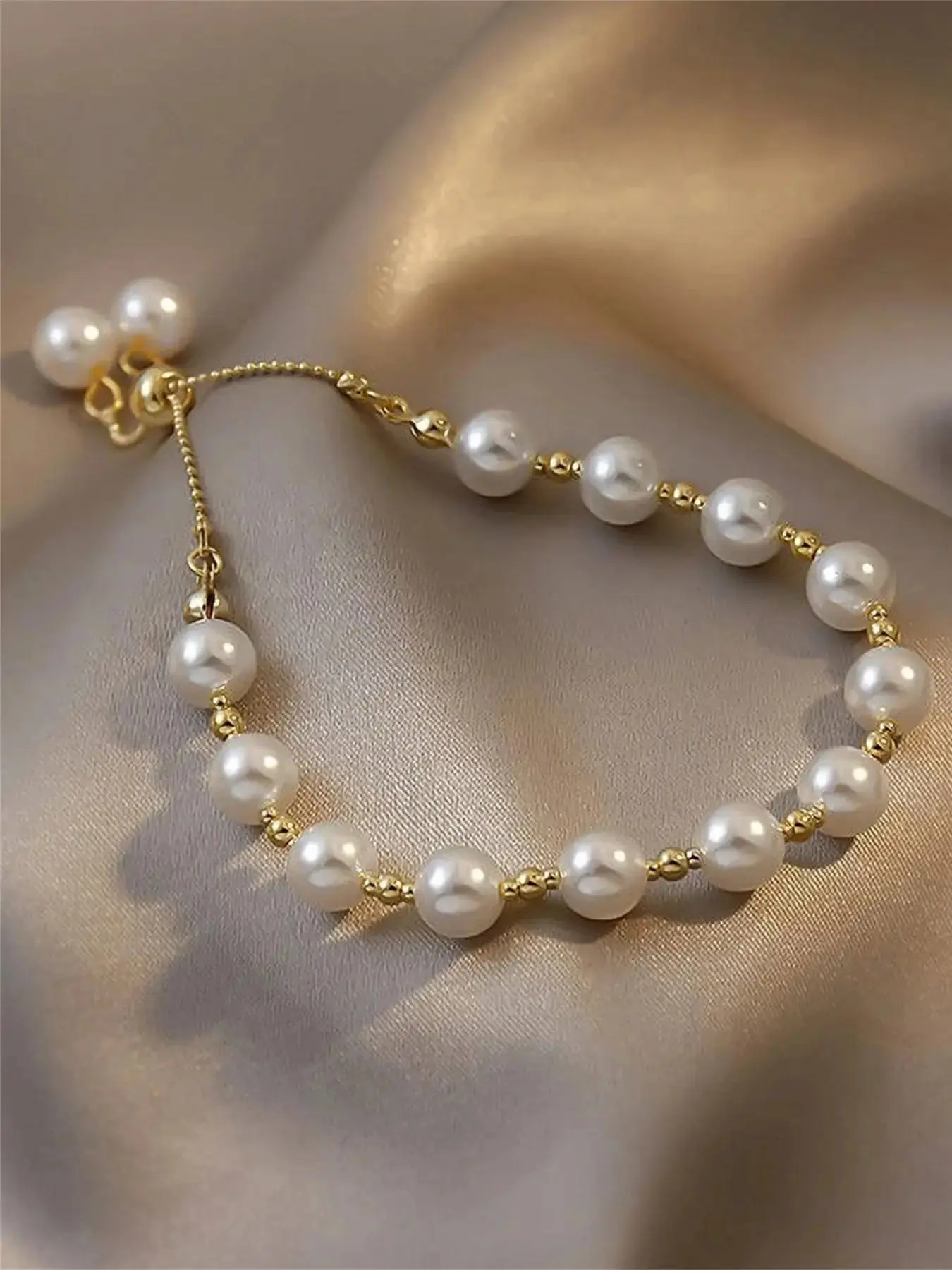 Faux Pearl Beaded Bracelet, Simple Hand Jewelry As Girls Birthday Gift, Elegant Jewelry for Party, Daily Clothing Decor, Trendy All-match Exquisite Jewelry
