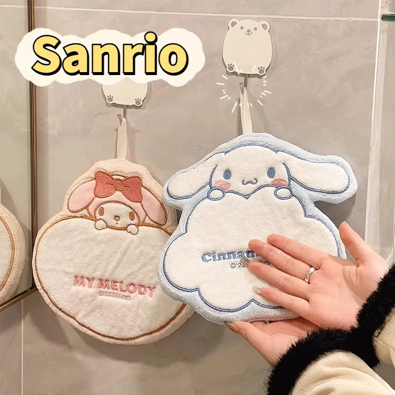 Cute Sanrio Kuromi My Melody Cinnamoroll Hand Towel Washcloth for Children Towels Strong Water Absorption Cute Hanging Kawaii Towels