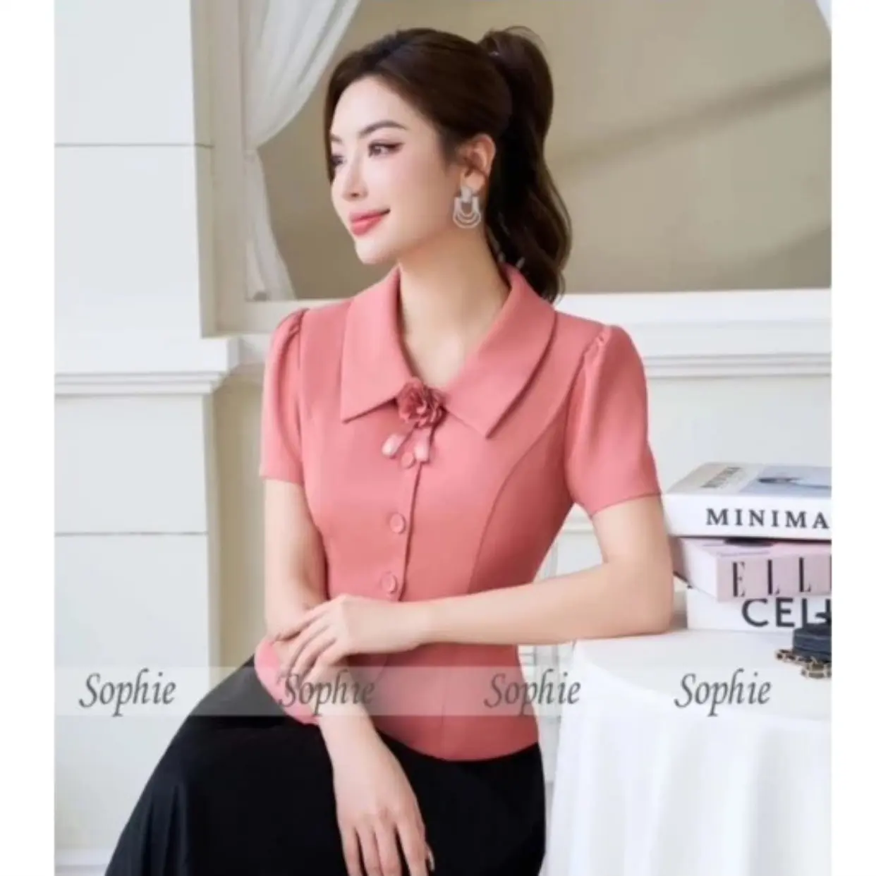 ÁO KIỂU CÔNG SỞ ĐÍNH HOA Ở CỔ ÁO, NHẸ NHÀNG THANH LỊCH ĐỦ SIZE S ĐẾN 5XL