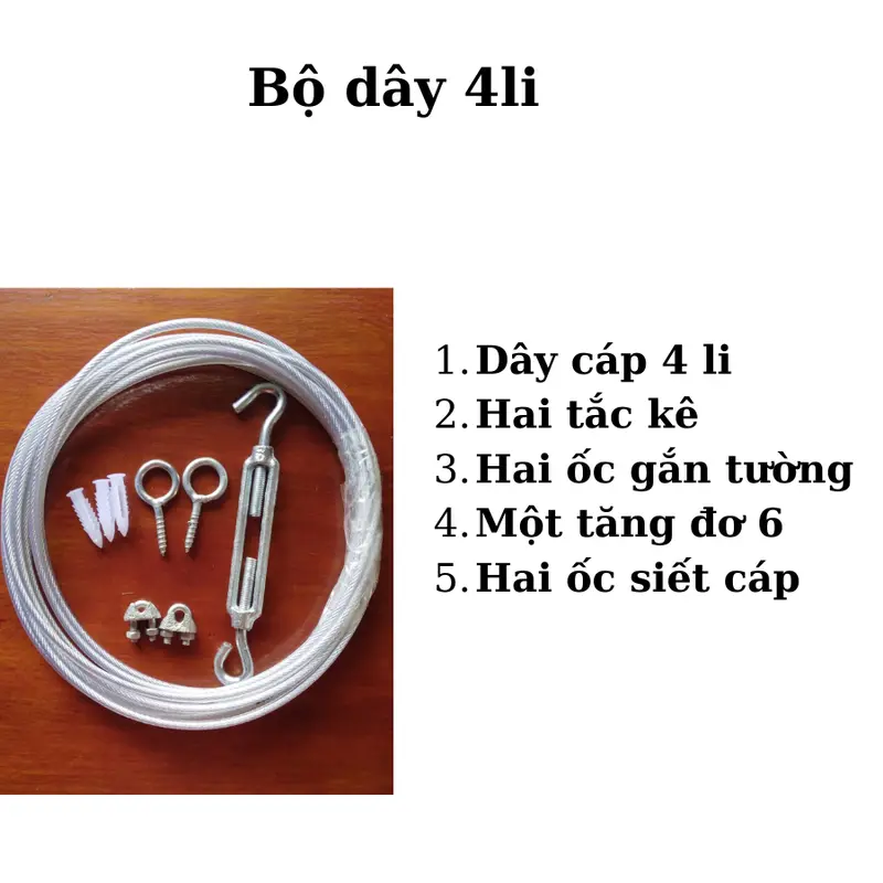 Bộ Dây Treo Rèm Cửa Ri Đô Phơi Đồ Bằng Cáp Bọc Nhựa 2