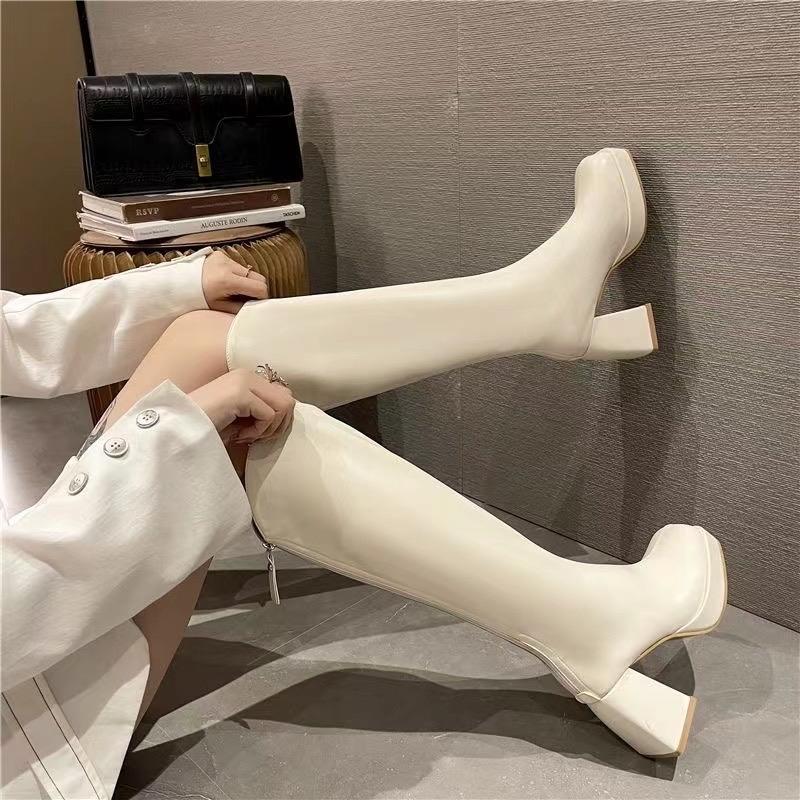   CÓ SẴN LOẠI 1  HANG QC Giày boot da lộn đế cao 7,5cm form gọn ôm chân hàng QC loại đẹp HOT 2023 mã 2288 Nữ Shoes Bốt Cổ Cao 