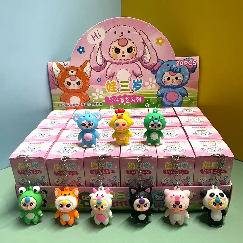 Hộp móc khoá 12 con giáp mini Baby Three, hộp mù búp bê hình móc khóa trẻ em làm quà tặng các bé Nữ, bé gái, bé trai T107 6