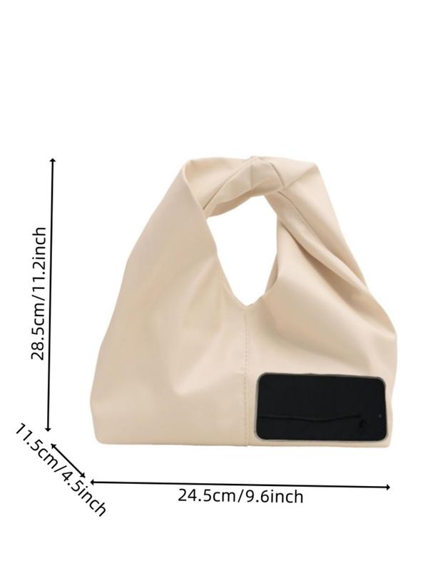 Women's Solid Color Ruched Shoulder Bag, Fashionable PU Leather Handbag, Casual Versatile Handbag for Daily Used 1
