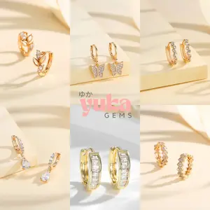 【YUKA】 A-17 Perhiasan Anting Minimalis Wanita Anti Luntur Titanium Zirkonia Jewellery Tidak Mudah Berkarat Jepang Anting Fashion Perempuan Jepang Jewellery Jewelry Perhiasan Lapis Emas 17