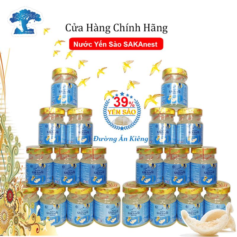  Combo 20 hủ Yến sào Sakanest Đường Ăn Kiêng cao cấp 39% Yến tươi 70ml không hộp 