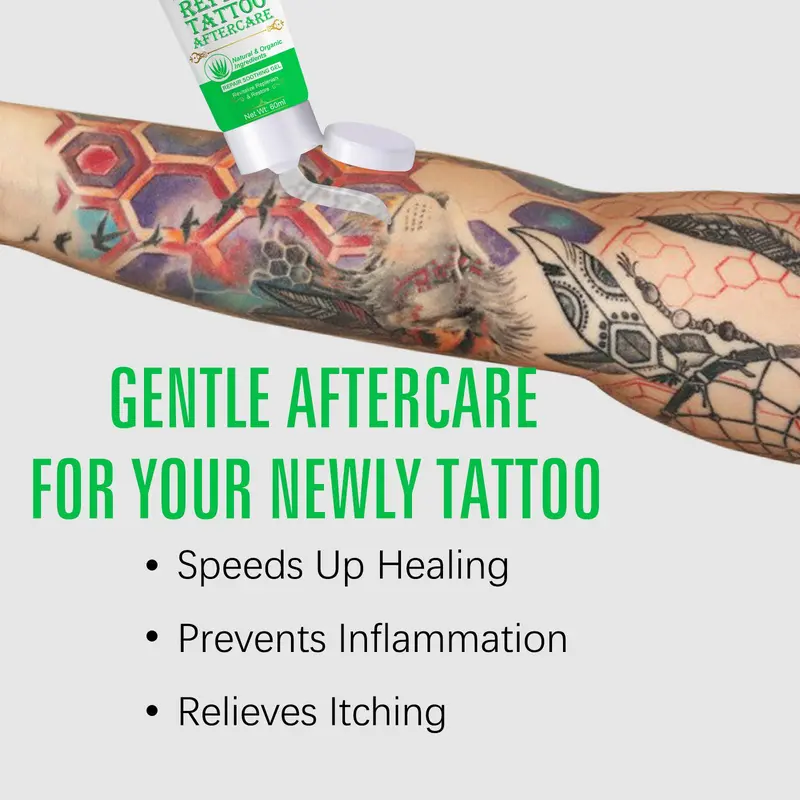 Aloe Vera Tattoo Repair Gel, Moisturizing Tattoo Aftercare Gel, Hydrating Body Care Product for Men & Women 4
