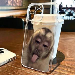 Funda para celular con diseño de mono lindo, cubierta protectora de moda, accesorio compatible con iPhone 15 Pro 14 13 12 11 XR, Casing
