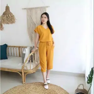 SET ASTRID GIRL - Setelan Wanita Korea Kekinian(baju+celana) Size fit to XL Hk-21 - Setelan Wanita Jumbo Murah - BAHAN RAYON Celana Kantong