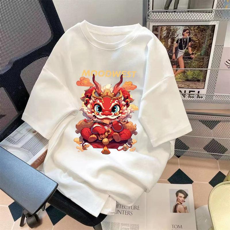 Product Introduction of Limited-Time Discount Youth Summer Short-Sleeved T-shirt Cartoon Print Half Sleeve Shirt Loose All-Matching round Neck T-shirt Clothing Women's Clothing 4