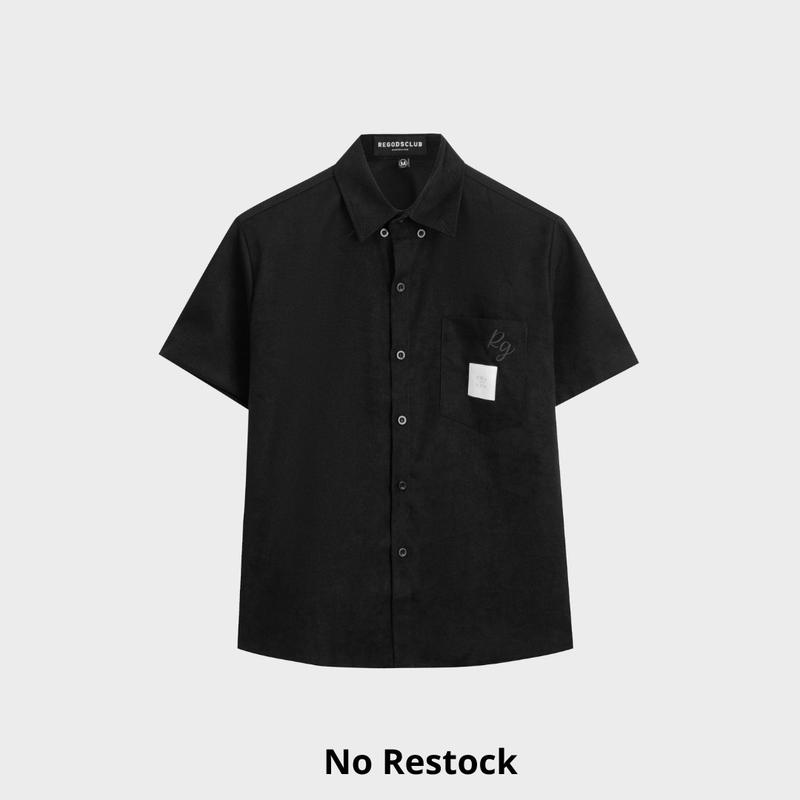 Áo sơ mi tay ngắn thêu basic REGODS form rộng unisex nam nữ vải Kate chống nhăn -  SHIRT BOXY REGODS