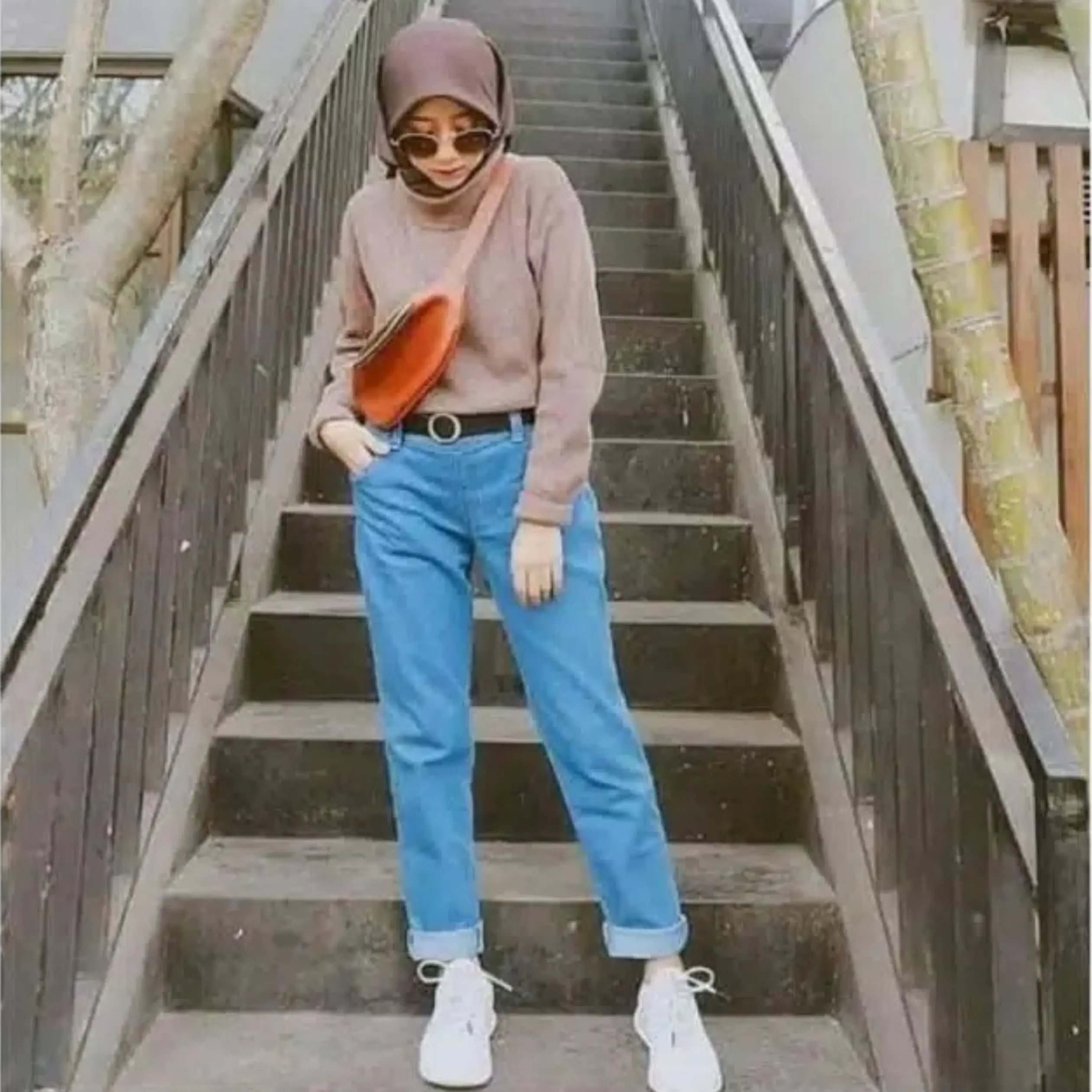Celana Boyfriend Wanita/Boyfriend Jeans/Celana jeans wanita Polos Slim-fitting Santai Panjang Straight