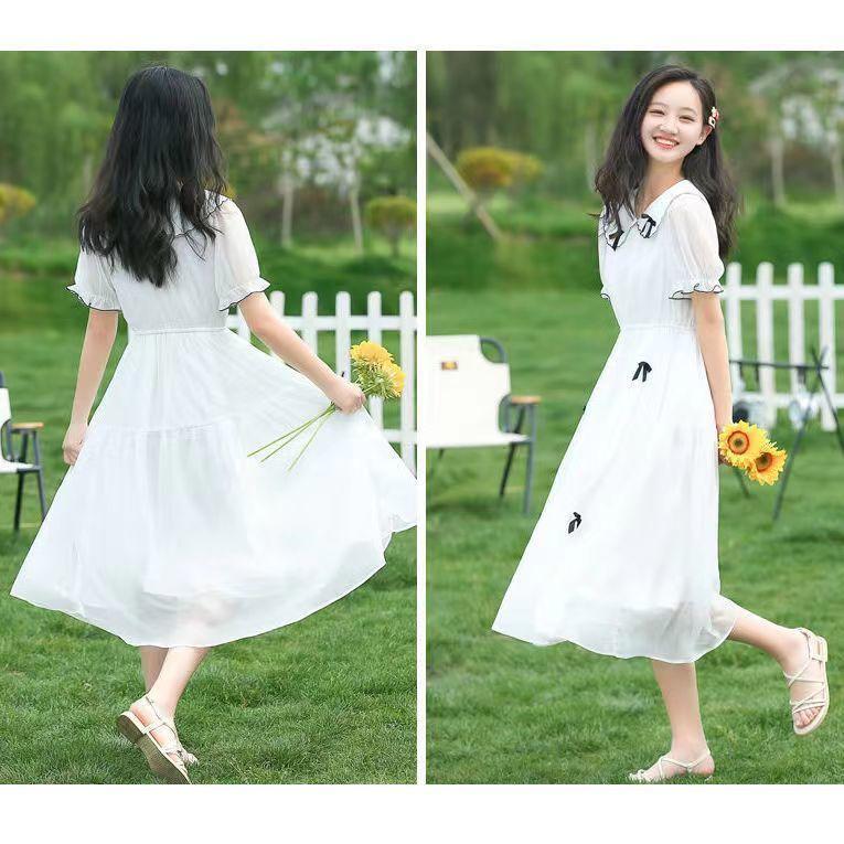 Váy Nơ Cho Bé Gái, Trang Phục Mùa Hè, Chất Liệu Voan, Váy Dài Công Chúa, Váy Thêu, Thích Hợp Cho Học Sinh Trung Học Cơ Sở Và Trung Học Cơ Sở 1