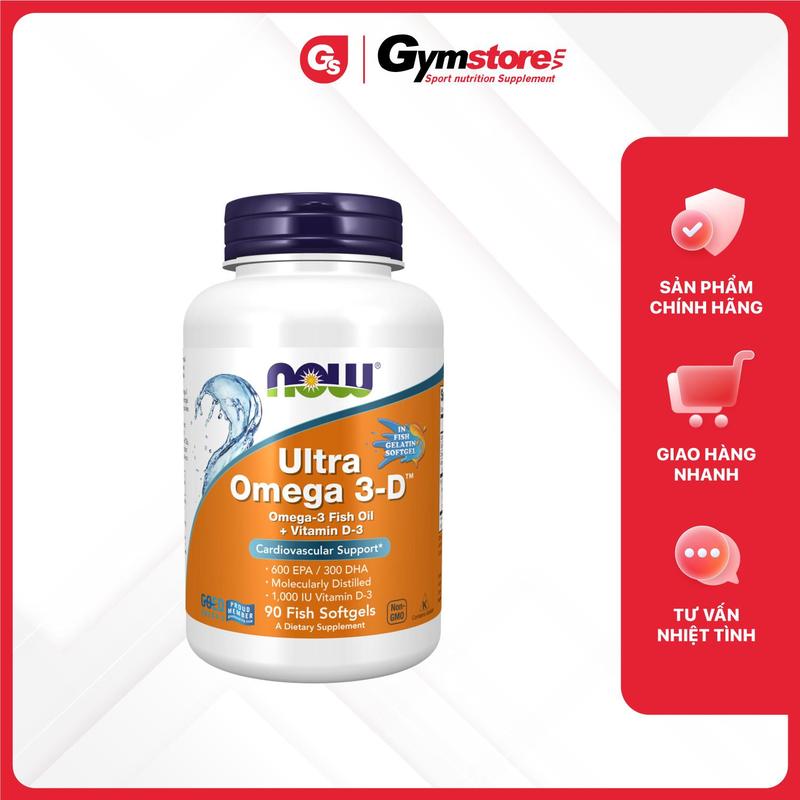  Dầu cá NOW Ultra Omega 3-D 600 EPA   300 DHA Fish Oil + Vitamin D-3 | GYMSTORE 