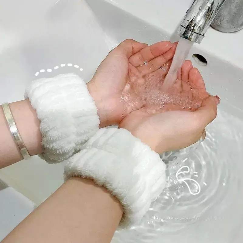 Giữ Khô Rửa Mặt Ba Mảnh, Làm Bằng Lông Cừu San Hô, Thấm Hút, Dây Buộc Tóc, Dây Đeo Cổ Tay, Dành Cho Phụ Nữ, Chăm Sóc Da Rửa, Đàn Hồi Tốt, Hấp Thụ Nước Tốt, Ngăn Chặn Nước Bắn Vào Áo Khoác Ngoài
