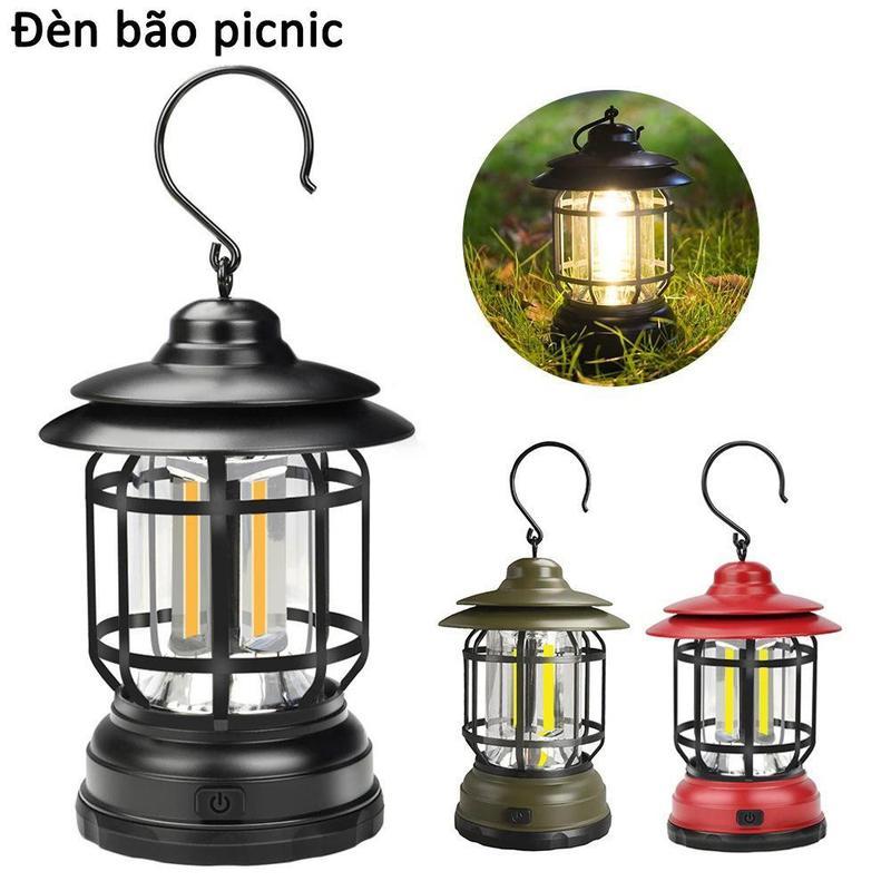 Đèn Bão, Đèn Dã Ngoại, Cắm Trại, Du Lịch - Dùng Pin Sạc USB Tích Điện - Có Thể Dùng Đề Trang Trí Điều Chỉnh Sáng Tối