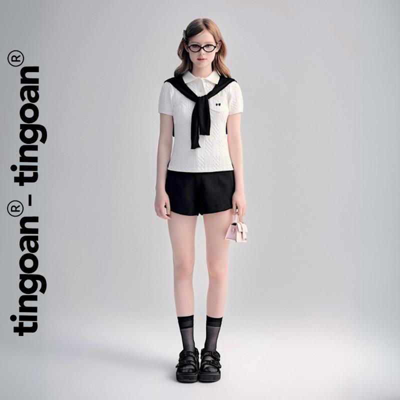 TINGOAN x TIKTOKSHOP - Áo len xù POLO cổ bẻ hồng hm phối túi ngực POLO BABY TOP không bao gồm khăn choàng cổ