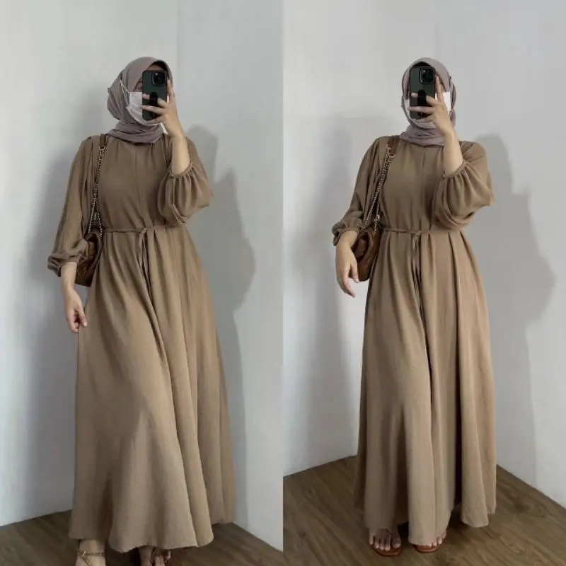 gamis Danira kekinian/bahan crenkle airflow premium Polos Muslim Cantik Crinkle
