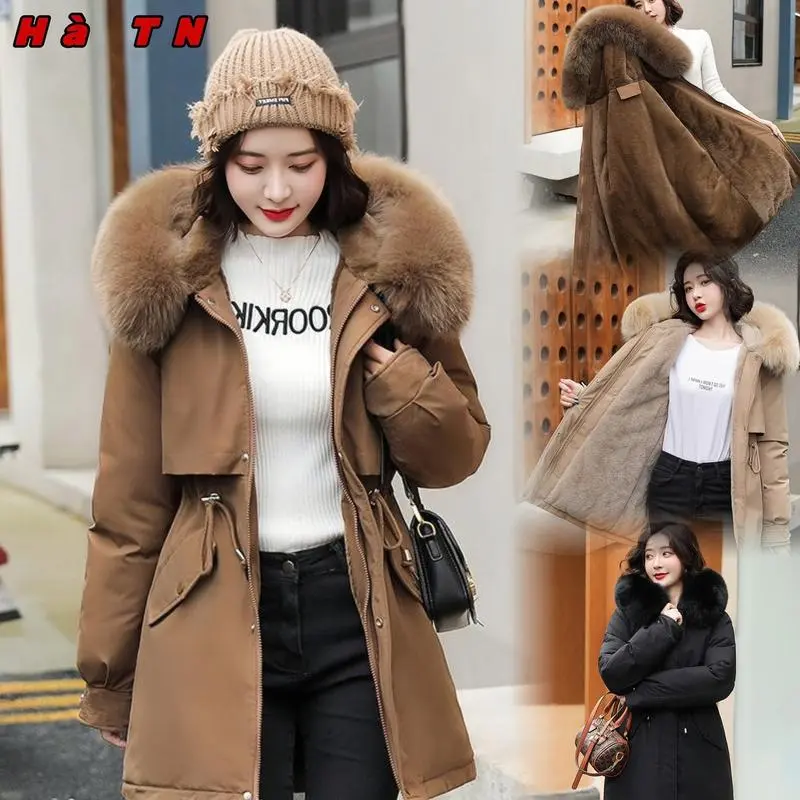 Áo Parka Phao Lót Lông Dáng Lỡ ấp áp Mùa đông lông thỏ siêu mịn mềm, XUXU MIU