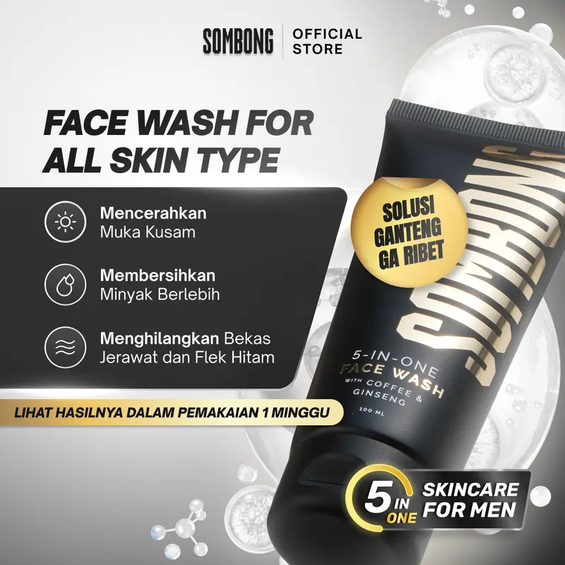 SOMBONG 5-in-1 Face Wash With Coffee & Ginseng 100ml 1