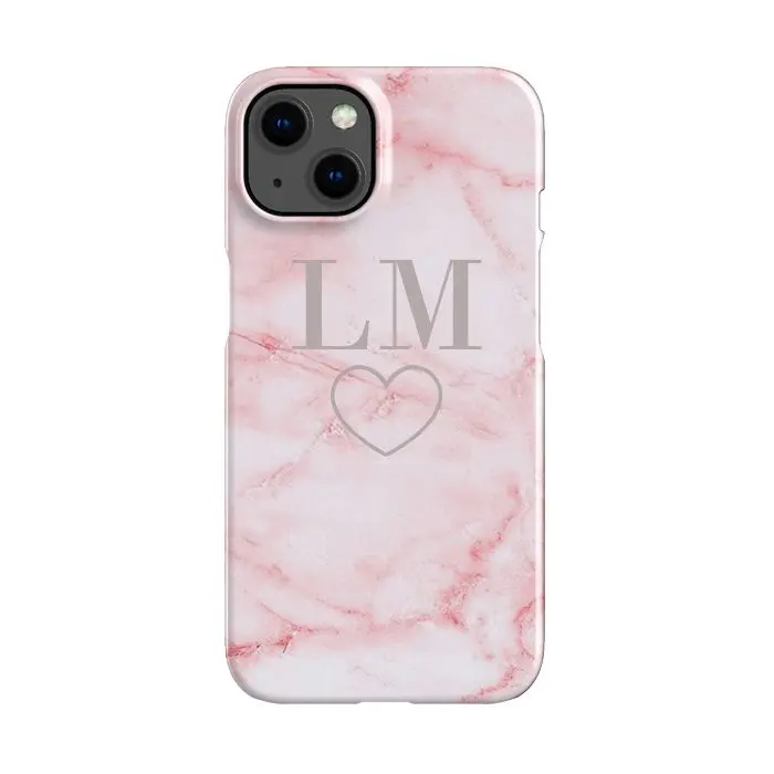 Personalised Pink Heart Marble iPhone and Samsung Case