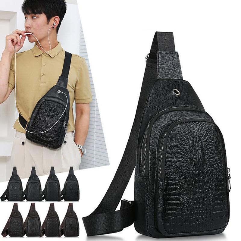 Túi chéo da pu nam vân da cá sấu