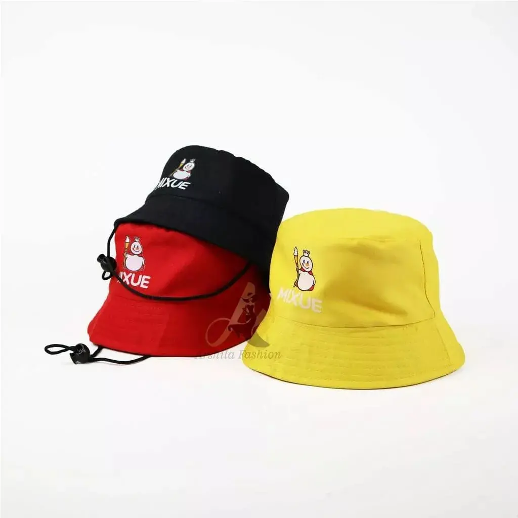 Bucket Mixue topi bucket anak laki-laki perempuan logo mixue