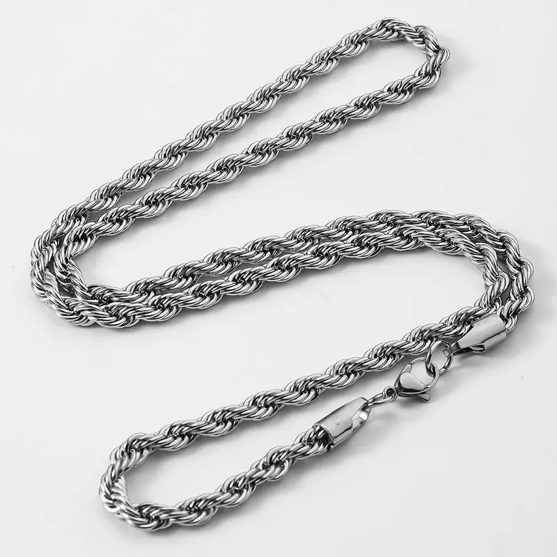 Vòng Cổ Bằng Thép Không Gỉ, Dành Cho Nam Giới, Xu Hướng Hip Hop, Dây Chuyền Hoa Gai Dầu, Giống Như Dây Chuyền Lưỡi Rắn Dẹt, Dây Chuyền Curb, Dây Chuyền Xương Rắn Thép Titan 4