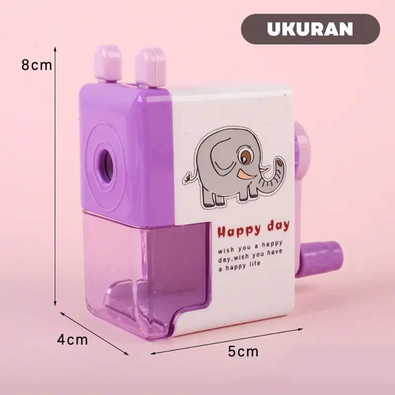 [READY] Aimilo Rautan Serutan Pensil Putar Gaya Kartun Sharpener Rautan Meja 4 Warna Plastik Pena Stationery 8