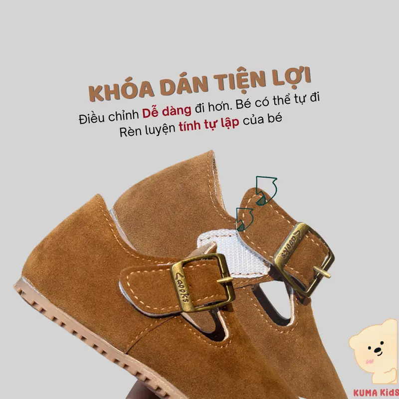 Giày thu xuân cho bé trai, bé gái 2024 Kuma Kids, Giày da lộn đế mềm cho bé 1-6 tuổi KBB05 [KHÔNG LÓT LÔNG] 3