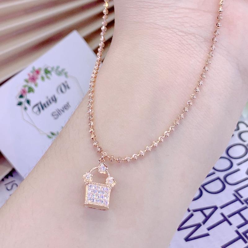 Lắc chân nữ bi phụ kiện xi vang hồng 2