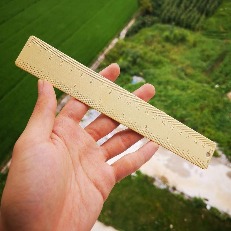 Product Introduction of 20cm/7.9'' Metal Ruler Brass Straight Ruler Drawing Cutting Non Skid Back 45