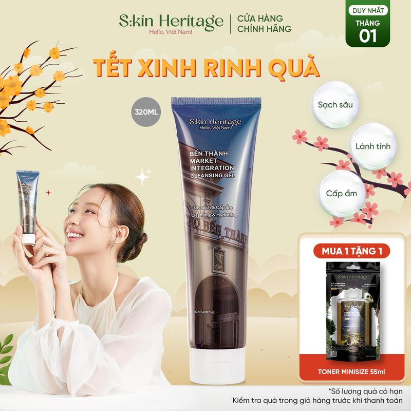 Sữa Rửa Mặt Bến Thành Làm Sạch Dịu Nhẹ Cho Mọi Loại Da SKIN HERITAGE Không Chứa Xà Phòng 120ml [ Tặng 1 Toner Sơn Đoòng 55ml ]