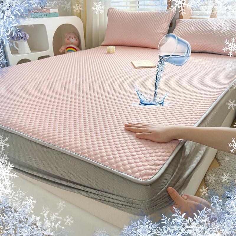 Waterproof Mattress Protector Set, 3 Counts/set Including 1 Count Fitted Sheet & 2 Counts Pillowcase, Comfortable Bedding Set for Home Bedroom 0
