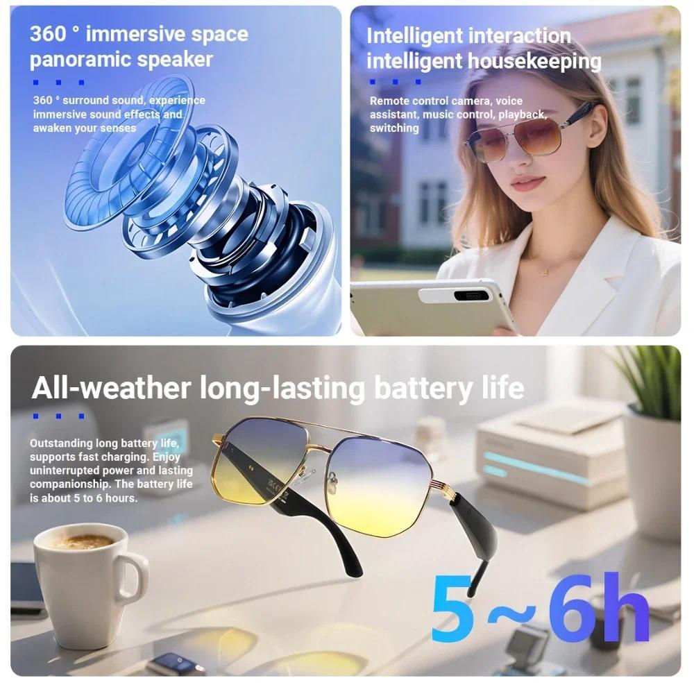 GY300 AI Smart Glasses Voice Chat Voice Assistant Control Remote Photography Bluetooth Calling Glasses Music player sunglasses - Image 2