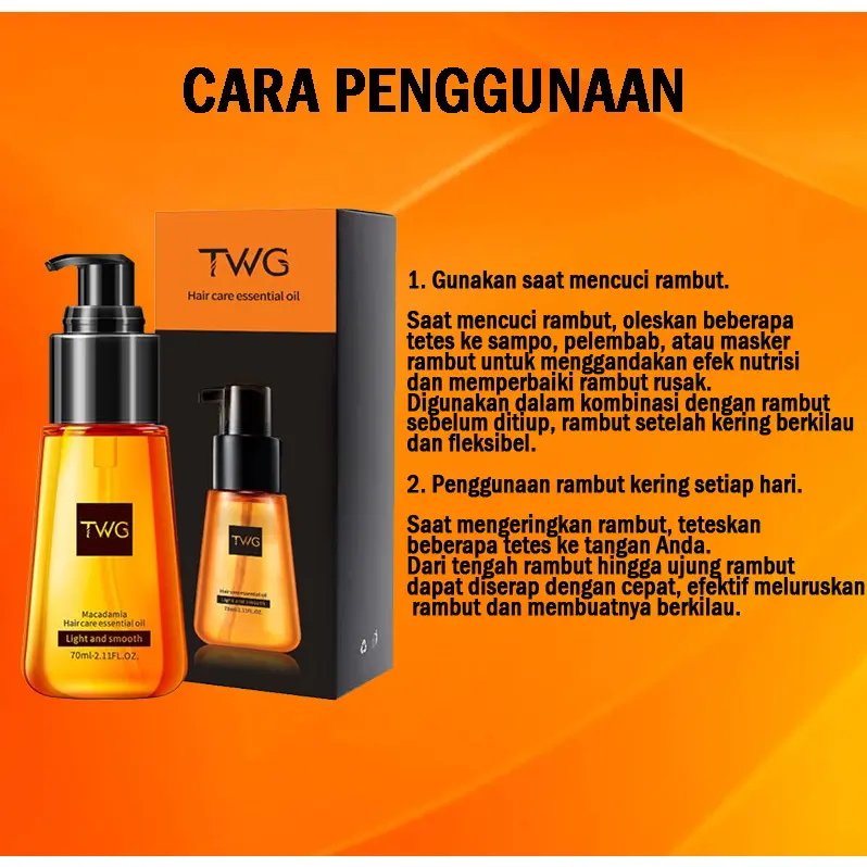 [ BPOM ] - Vitamin Rambut Kering Rontok TWG Korean Perfect Hair Repair Serum Hair Care Essential Oil TWG 70ml +BOX 1