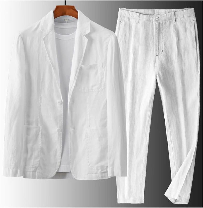 Set bộ áo vest blazer nam + quần suông ống rộng ĐŨI VIỆT chất liệu Linen cao cấp phong cách Hàn Quốc