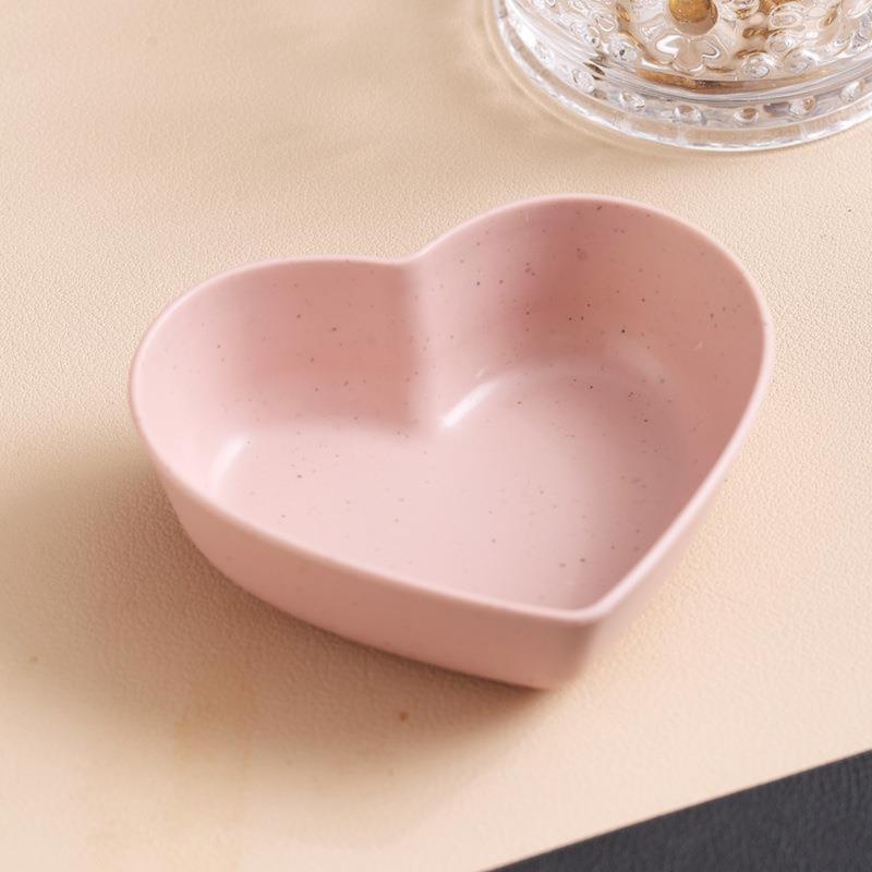 Đĩa Gia Vị Hình Trái Tim, Thiết Kế Sáng Tạo Bằng Rơm Lúa Mì, Phong Cách Bắc Âu, Có Thể Giặt Được, Đĩa Gia Vị Sushi, Kích Thước Nhỏ, Không Vỡ, Thích Hợp Cho Nước Sốt, Gia Đình 3